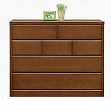 日本製 幅120cm 4段 ローチェスト オーク ブラウン 完成品