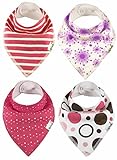 Baby Bandana Bibs by ZELDA MATILDA Extra Long Absorbent Adjustable Bib Made of Organic Cotton and Fl