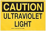 Brady 129188 Radiation and Laser Sign, Legend "Ultraviolet Light", 7" Height, 10" Width, Black on Ye