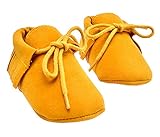 秋冬　赤ちゃん　キッズ　スクラブ　タッセル　ウォーカー　ベビーシューズ　ソフト底レース ファーストシューズ 屋内 子供 幼児 新生児靴 滑り止め (11cm（0-6ヶ月）, 黄)