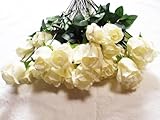 MedianField 【 バラ 造花 白 20本 セット 】 薔薇 花束 つぼみ インテリア アンティーク 雑貨 結婚式 パーティーグッズ イベント 誕生日 プレゼント ギフト 贈り物 (ホワイト)
