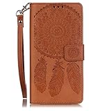 Zeebox Huawei P9 Lite ケース 二つ折り 手帳型ケース カード収納ホルダー＆ストラップ付き 横開き Huawei P9 Lite 用 カバー 生涯補償付き (ブラウン)