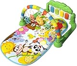 RoastMeベビージム プレイマット 音楽 おもちゃ付き ベッドメリーベビージム 0か月~ 赤ちゃん 幼児 ベビー ジム メリー 男女共用 取り外す可能 知育おもちゃ 幼児用寝具 出産祝い 新生児 3ヶ月から対象、プレイマット (緑)
