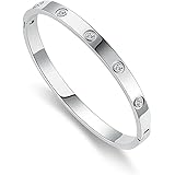 RIMRIVA Gold Bracelets for Women 14K Gold Plated Friendship Bangle Bracelets Cubic Zirconia Stones Stainless Steel Bracelet J