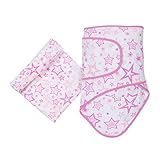 MiracleWare Muslin Swaddle Blanket and Miracle Blanket Set Pink Stars [並行輸入品]