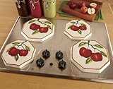 トスカーナレッドApple竹トリム手描き、ストーブカバーセットの4、84355 by ACK
