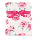 Hudson Baby Super Plush Blanket, Pink Roses, 30 x 40