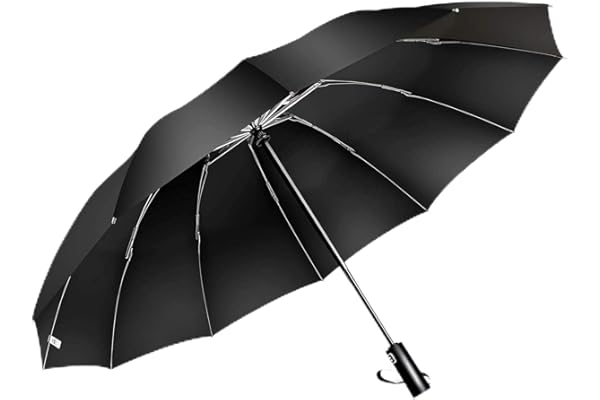 (Super Large Size, 12 Ribs) Folding Umbrella, One-Touch Automatic Opening/Closing Men's Umbrella, Large, Inverted Folding Umb