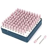 uxcell 軸付き砥石　マウントポイント　研磨材　シリンダー　セラミック　研削ビット　ピンクセット　100個　3mm x 6mm x 12mm