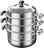 Minp 二段/三段/四段 蒸し器 蒸鍋 蒸し鍋 蒸しもの鍋 鍋蓋付 3層底 対応熱源:IH対応 各種熱源対応 304ステンレス鍋蒸し器 調理器具 大容量多機能