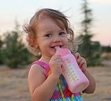 Glass Baby Bottle with Silicone Sleeve Wide Neck Pink 8oz by Runaby