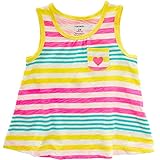 カーターズ carter's 女の子用3色ボーダーxピンクハートノースリーブAラインチュニック [並行輸入品]