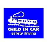 デザイン工房ＳＩＧＮＳ 車ステッカー Child in car 5 綺麗にはがせる 車 ステッカー SL 汽車 ブルー