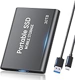 【品質推奨】ポータブルSSD、30TB 外付けソリッドステートドライブ、最大速度1500MB/S、USB3.2Gen2、耐衝撃、防滴、防塵、熱制御 SSD外付けペイロード、メタルテクスチャSSD、ゲーム、学生、専門家に最適、信頼性の高いストレージ、MU-PC4TOT/AM