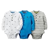 カーターズ Carter's ロンパース 保温 サーマル ボディスーツ 長袖 3枚組 男の子 綿100% 秋冬 3-Pack Thermal Henley Bodysuits NB (50-55cm)