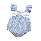 Franterd Baby Girlsノースリーブロンパース、キッズジャンプスーツストライプリボン付きPlaysuit Clothing ブルー