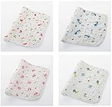 エルフ ベビー(Fairy Baby)赤ちゃん用6重ガーゼハンカチ ループ付きタオル よだれかけ 25*25cm 4枚セット(セット1)