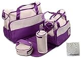BlackSapphire 多機能 マザーズ バッグ 親子 セット 哺乳瓶入れ (パープル)