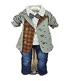 SOPOベビー男の子フォーマルPaid 3 Piece Outfit (ジャケット、Tシャツ、ジーンズ)グレー1 – 5年 12m グレー