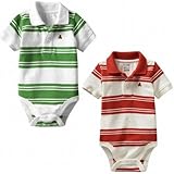 GAP（ギャップ）baby GAP ポロシャツ ボーダー ロンパース（グリーン・レッド）【月齢：3ヶ月～2歳】（並行輸入品） (18-24M（1歳半～2歳）, グリーン)