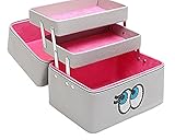 FYX　多層化粧品ボックス　コスメボックス　メイクボックス　収納ケース　大容量　三層　小物入れ　取っ手付　携帯に便利　可愛い (グレー)