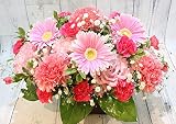 【 フラワー ギフト アレンジメント 】 生花 季節のお花 おまかせ ピンク系 メッセージカード付 お祝い お誕生日 スタンダードサイズ