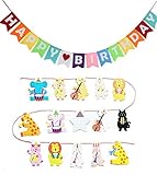 FINDFOUND 誕生日 HAPPY BIRTHDAY バースデー 動物 ガーランド セット 飾り付け パーティー 部屋 飾り デコレーション (動物＆誕生日)