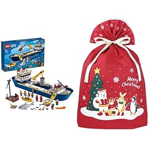 レゴ(LEGO) シティ 海の探検隊 海底探査船 60266 + インディゴ クリスマス ラッピング袋 グリーティングバ…