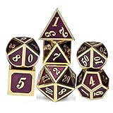 Yourandoll 7個 亜鉛合金メタルダイス サイコロ多面体ダイスD20 D12 D10 D8 D6 D4 Dungeons and Dragons DND TRPG MTGダイステーブルゲーム用 16mm (パープルゴールド)