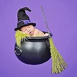 ハンドメイド 撮影写真 0-8ヶ月 ベビー 幼児 ソフト帽子 編む 蝶結び飾り 魔女ちゃん 0-8ヶ月に合う 【1点】