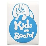 ブルー（青） 犬 キャバリアキングチャールズスパニエル 円 Kids on board キッズオンボード ステッカー 窓ガラス用シールタイプ 車 戌 干支 動物