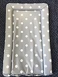 Deluxe Unisex Baby Waterproof Changing Mat with Raised Edges - Unique Grey with White Spot Design by