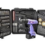 iimono117　電動ドリル ドライバー 21.6V & 92パーツ パープル AL-02BP / コードレス電動ドライバー 充電ドリル スクリュードライバー 工具 充電ドライバー