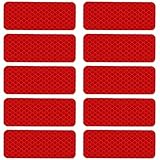 ESJNNK 反射ステッカー 8*3cm 10枚入り 長方形 反射板 自転車 反射テープ 車 シール 安全警告 事故防止 防水 耐UV 両面テープ 全天候型反射ステッカー 蛍光 (レッド)