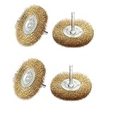 uxcell クリンプワイヤーホイールブラシ 6mmx75mm メタル スチール 真鍮メッキ 4個入り