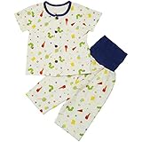 【本体綿100％】2018年 夏物 はらぺこあおむし ニット楊柳 前開き 腹巻付 半袖パジャマ THE WORLD OF ERIC CARLE ブルー◇90cm