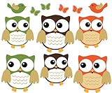Childrens壁デカール、ホワイトツリー壁デカール、フクロウ壁デカール、フクロウステッカー Extra Owls レッド 6FAT_OWLS_ONLY_Inzutano_