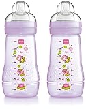 MAM Baby Bottle with Medium Flow Teat 270 ml (Pink) by MAM