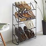 シューズラック スリム 省スペース 4段 靴 収納 おしゃれ ブラック