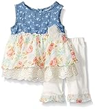 Little Lass Baby Girls' 2 Pc Capri Set Rose Chiffon Chambray 12M [並行輸入品]