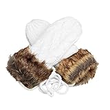 (サンライン)Sun Line ミトン ニットミトン手袋 レディース ニット 手袋 グローブ 手ぶくろ 冬 保温 暖かい 毛糸てぶくろ (ホワイト)