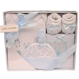 Baby Gift Set for Boy or Girl - Bodysuit, Booties, Hat and Photo Album by Kris X Kids / Beebo (0-3 M