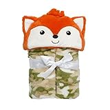 Baby Gear Baby Boys Velboa Plush Hooded Animal Buddy Character Full Expanding Blanket With Gift Wrap