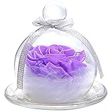 TEATSIGHT プリザーブドフラワー フラワーアレンジ ラッピング済み バラ スワロフスキー 羽根 (パープル)
