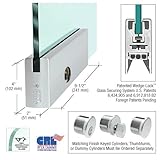CRL Brushedステンレス4 "正方形ドアレールwithロックfor 1 / 2 "ガラス – 9 – 1 / 2 "パッチby CR Laurence