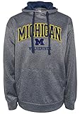 NCAA Michigan WolverinesメンズDominate 2長袖フード付きフリースシャツ、小さな、無煙炭