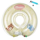 Happy Venture 浮き輪 うきわ 首リング 赤ちゃん 0-24ヶ月ベビー用 お風呂 入浴 プール スイミング トレーニング ベビーバス 調節ベルト 専用ポンプ付 (イエロー)