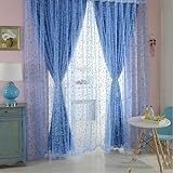 円バブルプリントチュールカーテンファブリック美しい薄手パネルcurtain-pink 100x200cm ブルー YEHUA1700156