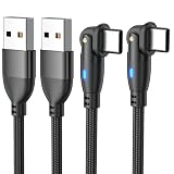 2本 USB Type C ケーブル L字 データ転送 タイプ c ケーブルUSB-A to USB-C 高速充電 Android Auto対応 ナイロン編み 高耐久性 USB-C機器対応 (3m*2)