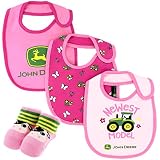 John Deere Girls 3 Pack Bibs withブーティギフトセット(ベビー) カラー: ピンク